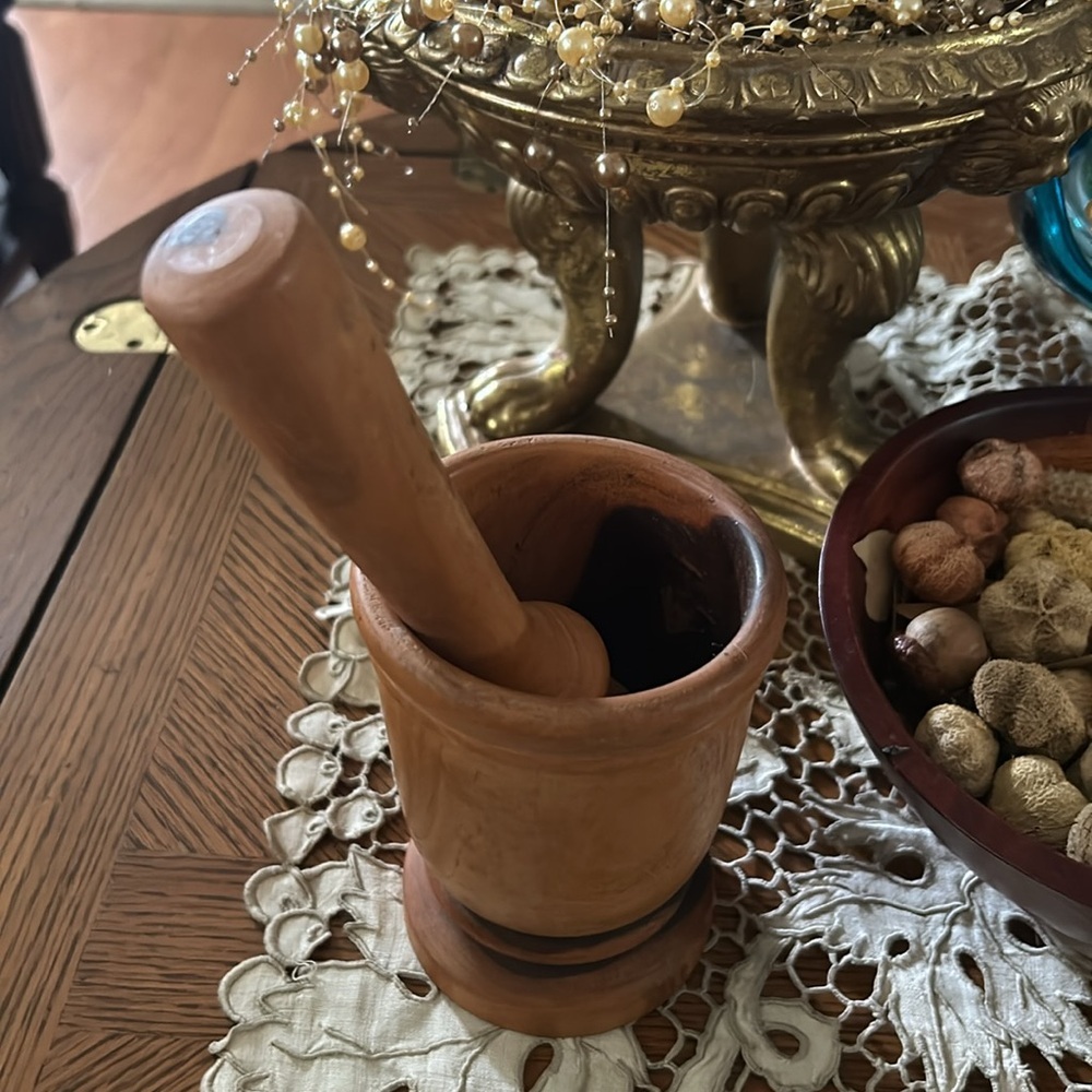 Vintage Wooden Mortar and Pestle
